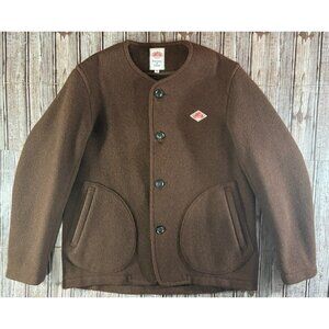 DANTON Wool mossa collarless jacket sz 40 color dark brown JD-8990 $349 Japan